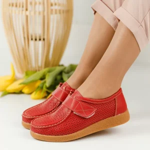 Pantofi Piele Naturala Angelina Rosii