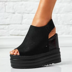 Sandale Dama cu Platforma Gini Negre