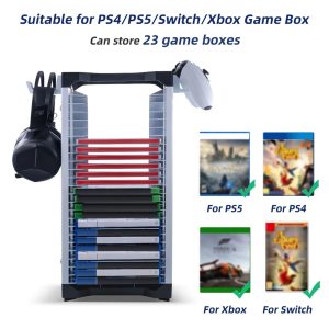 DOBE GAME DISC STORAGE STAND FOR GAMES - BLACK & WHITE (PS4/PS5/X1/XSX/SWITCH)