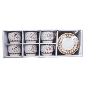 Set 6 cești decorate Caffee model arabic si farfurioare