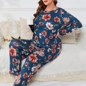 Set pijama cu imprimeu floral